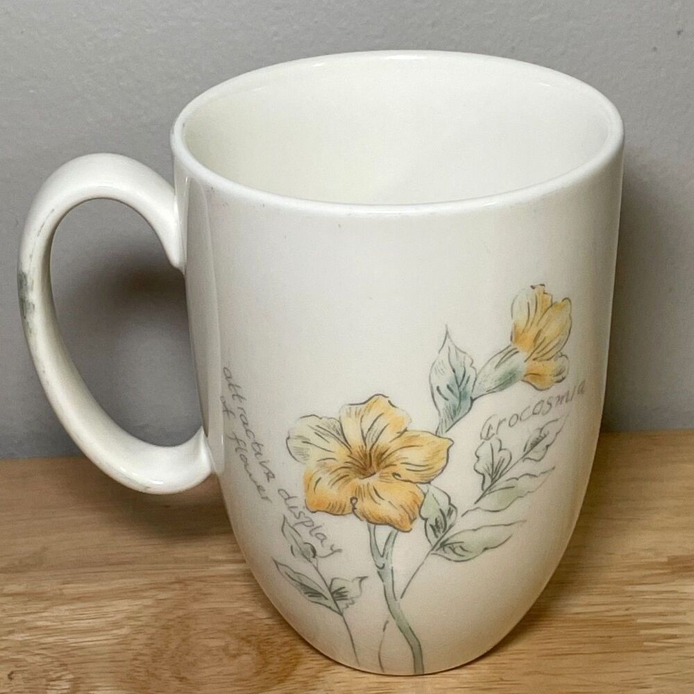 Vintage Lenox Artist Sketchbook Sunflower Crocosmia Floral Botanical Mug